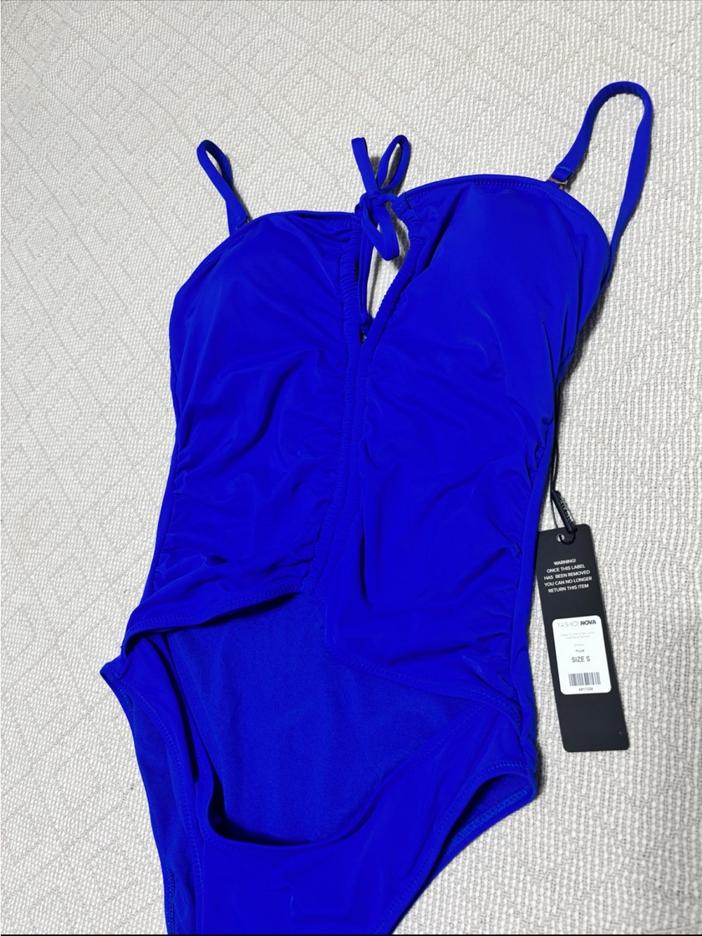 Fashion Nova Royal Blue Cutout One-Piece Swimsuit NWT Size Small - Picture 3 of 4